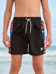 Black Checkerboard Printed Swim Shorts (3-16yrs) - Image 3 of 8