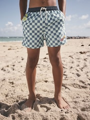 Mint Checkerboard Printed Swim Shorts (3-16yrs) - Image 2 of 5