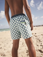 Mint Checkerboard Printed Swim Shorts (3-16yrs) - Image 3 of 5