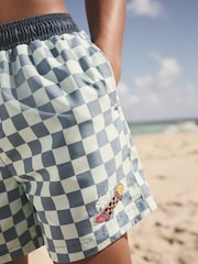 Mint Checkerboard Printed Swim Shorts (3-16yrs) - Image 4 of 5