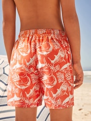 Coral/Red Shark Printed Swim Shorts (3-16yrs) - Image 2 of 7