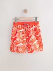 Coral/Red Shark Printed Swim Shorts (3-16yrs) - Image 4 of 7