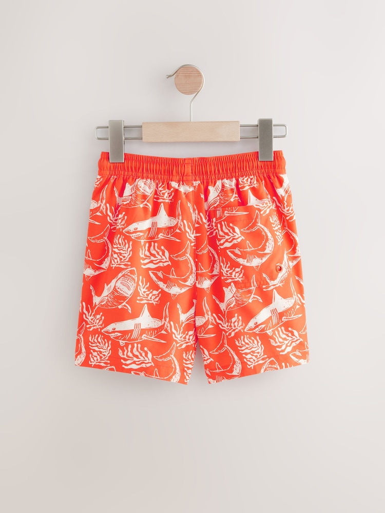 Coral/Red Shark Printed Swim Shorts (3-16yrs) - Image 5 of 7