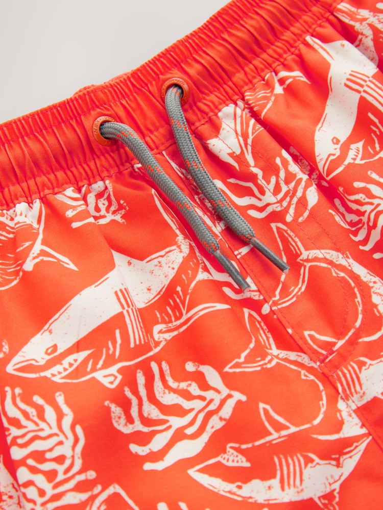 Coral/Red Shark Printed Swim Shorts (3-16yrs) - Image 6 of 7