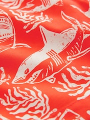 Coral/Red Shark Printed Swim Shorts (3-16yrs) - Image 7 of 7