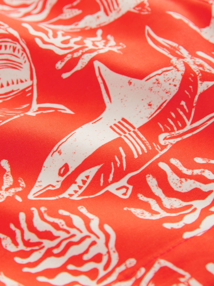 Coral/Red Shark Printed Swim Shorts (3-16yrs) - Image 7 of 7