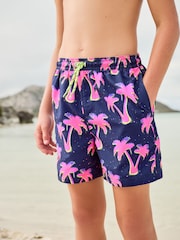 Pink Palm Tree Printed Swim Shorts (3-16yrs) - Image 1 of 7