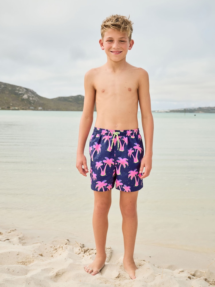 Pink Palm Tree Printed Swim Shorts (3-16yrs) - Image 2 of 7