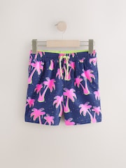 Pink Palm Tree Printed Swim Shorts (3-16yrs) - Image 4 of 7