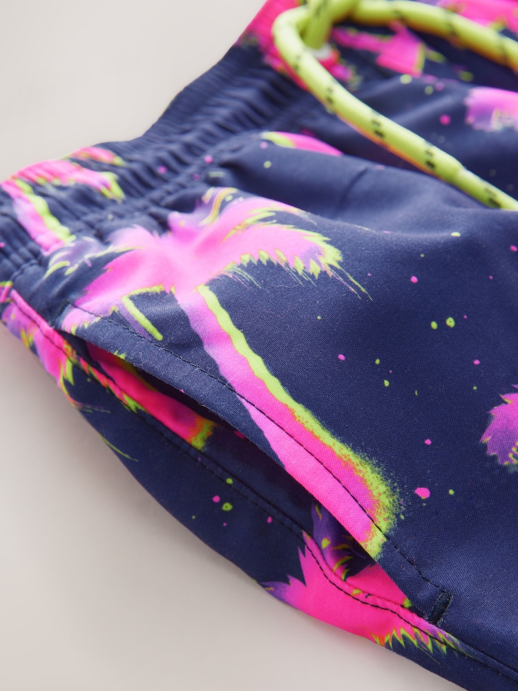 Pink Palm Tree Printed Swim Shorts (3-16yrs) - Image 7 of 7