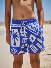 Blue Printed Swim Shorts (3-16yrs) - Image 1 of 1