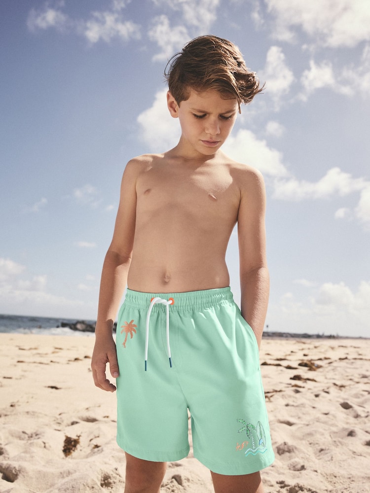 Sage Green Printed Swim Shorts (3-16yrs) - Image 1 of 1