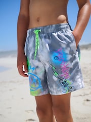 Black/White Graffiti Printed Swim Shorts (3-16yrs) - Image 2 of 9