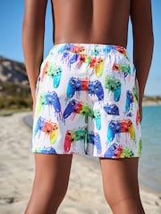 White Gamer Printed Swim Shorts (3-16yrs) - Image 3 of 7