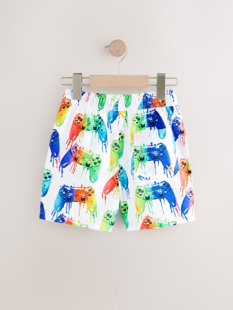 White Gamer Printed Swim Shorts (3-16yrs) - Image 5 of 7
