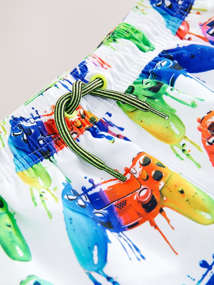 White Gamer Printed Swim Shorts (3-16yrs) - Image 6 of 7