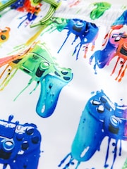 White Gamer Printed Swim Shorts (3-16yrs) - Image 7 of 7