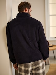 Navy Blue Fleece Borg Quarter Zip Neck Top - Image 4 of 9