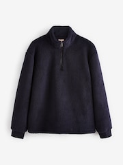 Navy Blue Fleece Borg Quarter Zip Neck Top - Image 7 of 9