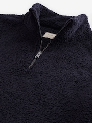 Navy Blue Fleece Borg Quarter Zip Neck Top - Image 8 of 9