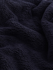 Navy Blue Fleece Borg Quarter Zip Neck Top - Image 9 of 9