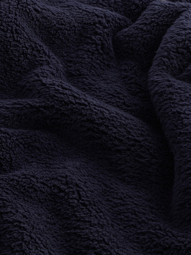 Navy Blue Fleece Borg Quarter Zip Neck Top - Image 9 of 9