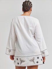 Figleaves Mystical Craft 100% Cotton Embroidered White Kaftan - Bild 2 von 4