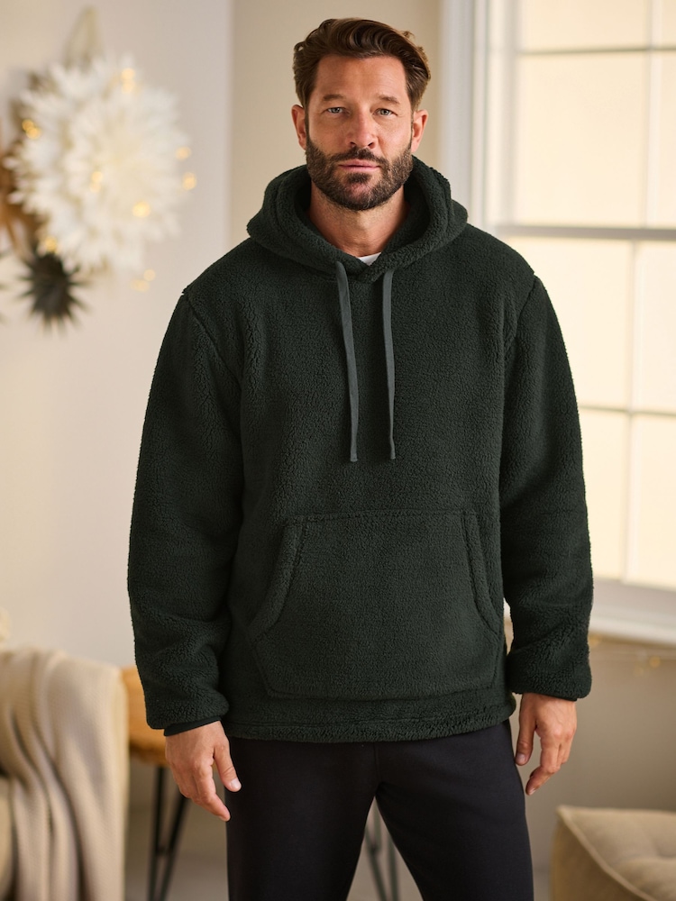 Green Fleece Borg Overhead Hoodie - Image 1 of 1