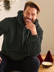 Green Fleece Borg Overhead Hoodie - Image 3 of 11