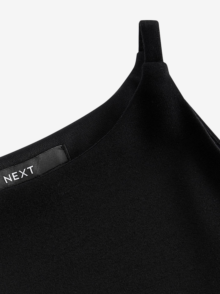 Black Rochelle Racer Satin Jersey Mix Puffball Mini Dress - Image 9 of 9