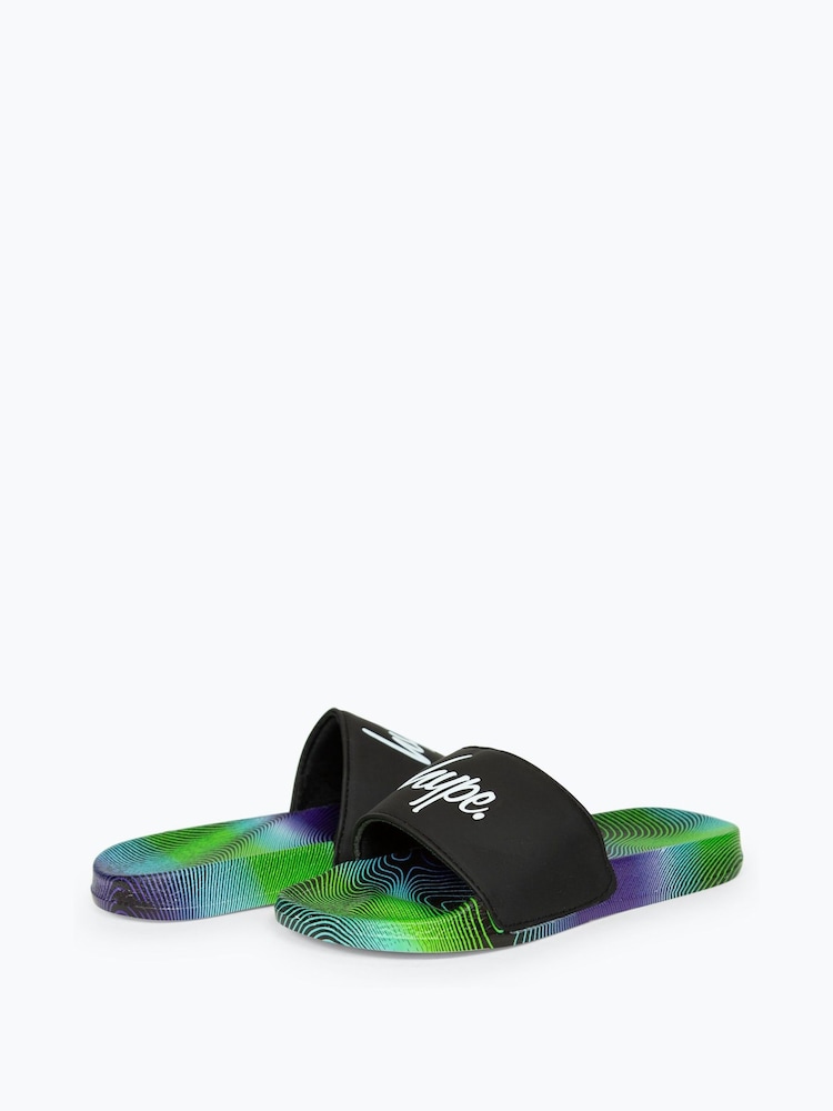 Hype. Boys Wave Script Multi Black Sliders - Image 2 of 2