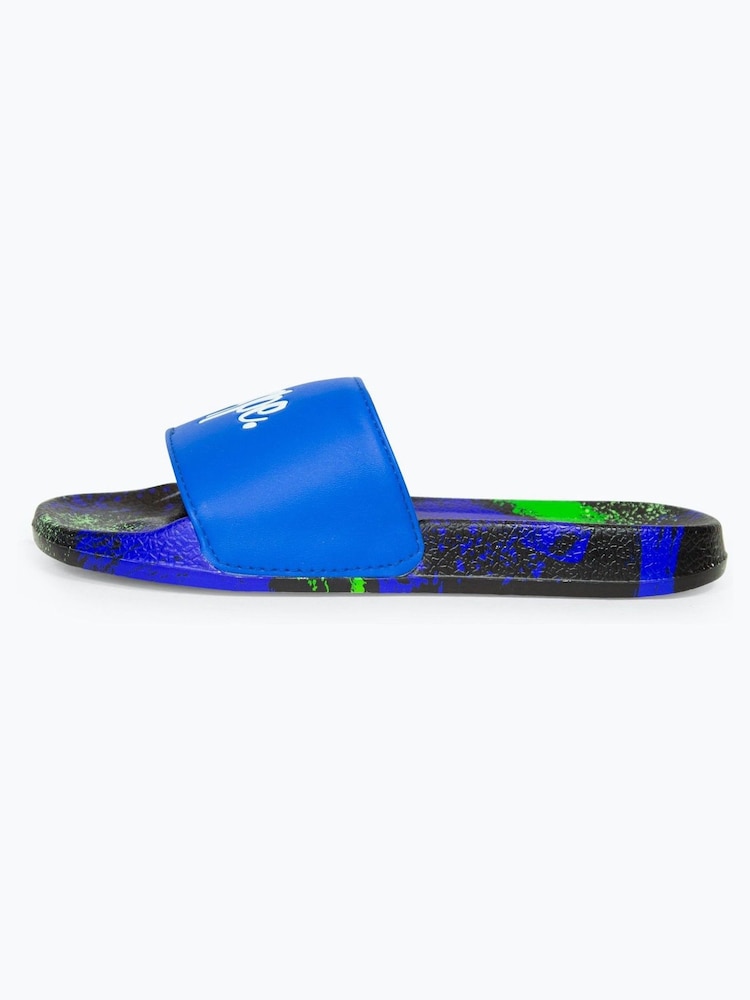 Hype. Boys Multi Blue Brush Stroke Script Sliders - Image 2 of 4 Hype. Boys Multi Blue Brush Stroke Script Sliders - Image 2 of 4