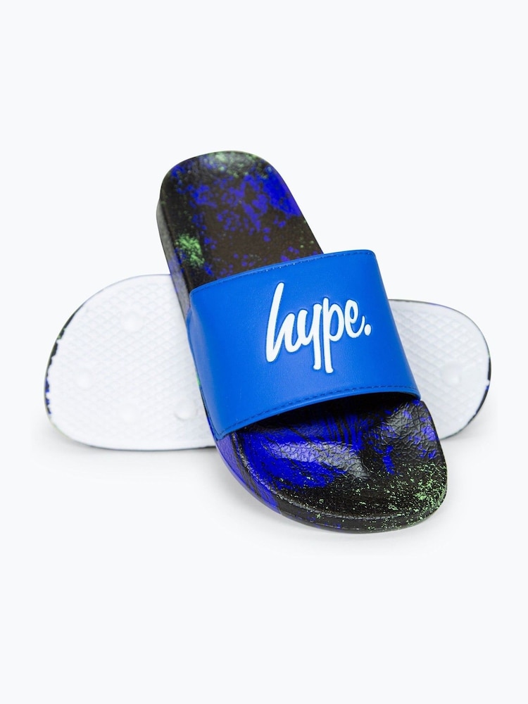 Hype. Boys Multi Blue Brush Stroke Script Sliders - Image 4 of 4 Hype. Boys Multi Blue Brush Stroke Script Sliders - Image 4 of 4