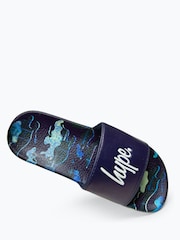 Hype. Boys Overlay Camo Script Multi Black Sliders - Image 4 of 7