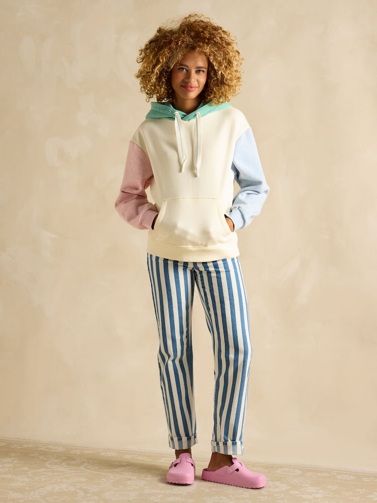Joules Milbourne Colour Block Marl Cotton Rich Hoodie - Image 4 of 7