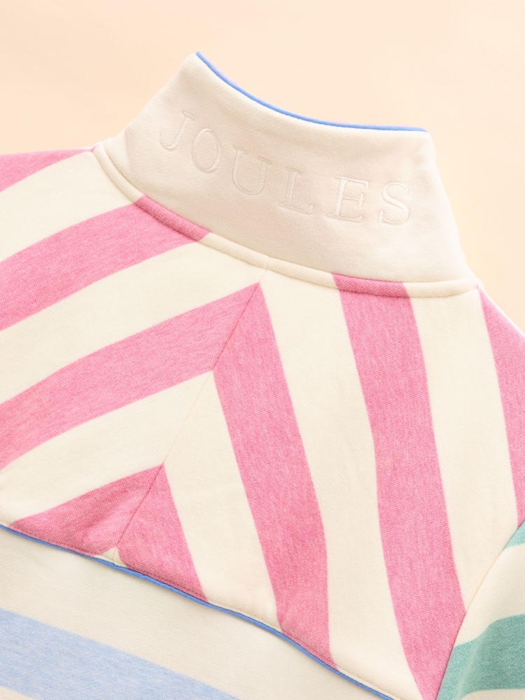 Joules Burnham White & Blue Stripe Cotton Funnel Neck Quarter Zip Sweatshirt - Image 14 of 14 Joules Burnham White & Blue Stripe Cotton Funnel Neck Quarter Zip Sweatshirt - Image 14 of 14