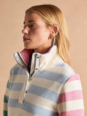 Rayas blancas y azules - Suéter de algodón con cuello alzado y cremallera corta Burnham de Joules - Imagen 3 de 14
