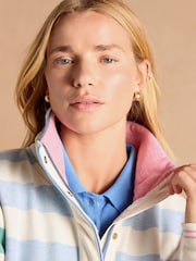 Rayas blancas y azules - Suéter de algodón con cuello alzado y cremallera corta Burnham de Joules - Imagen 6 de 14