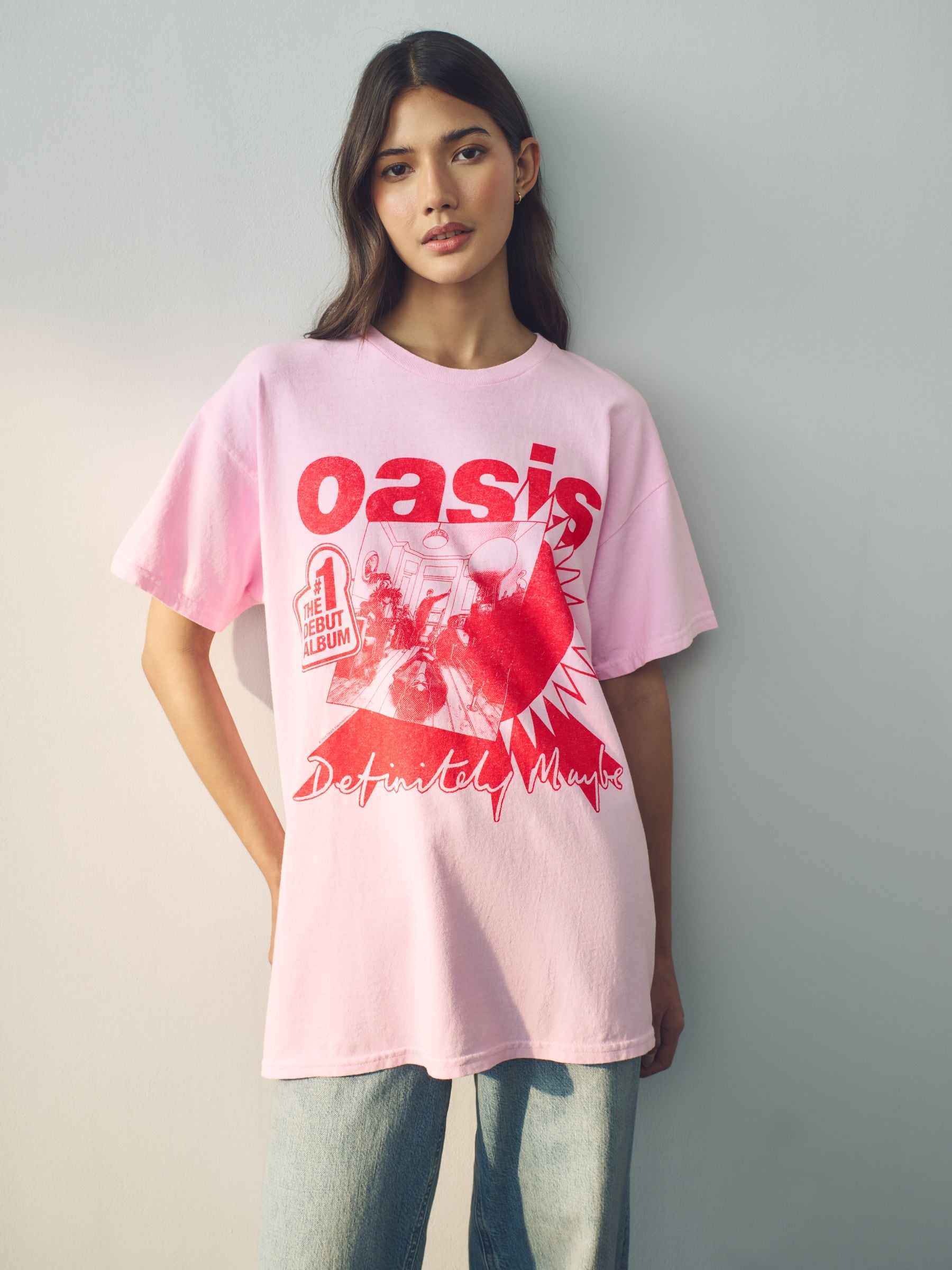 Buy Pink/Red 100% Cotton Official License Oasis Band Relaxed