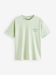 Green Washed Graphic Amour Moi Love Heart T-Shirt - Image 6 of 9