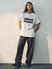 White/Black 90s Graphic 100% Cotton Official License Oasis Band  Relaxed Fit T-Shirt - Image 3 of 5