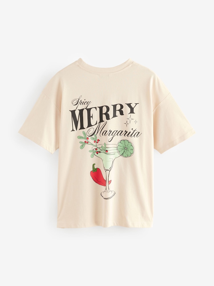 Margarita Cocktail Graphic Christmas Spicy Margarita Cocktail Graphic 100% Cotton T-Shirt - Image 2 of 5