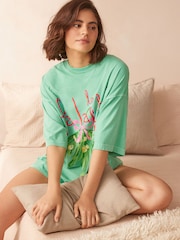 Green Festive 'Fa La La' Christmas Graphic 100% Cotton T-Shirt - Image 1 of 5