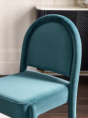 Soft Velvet Teal Blue Upholstered Dining Chairs - Image 7 of 9