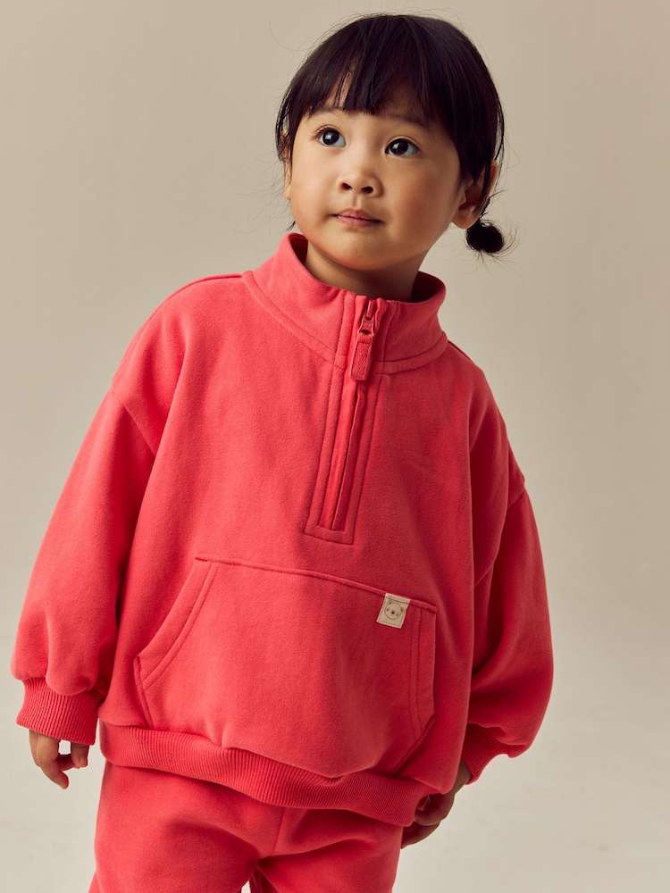 Coral Pink Half Zip Sweatshirt (3mths-7yrs) - Image 1 of 8