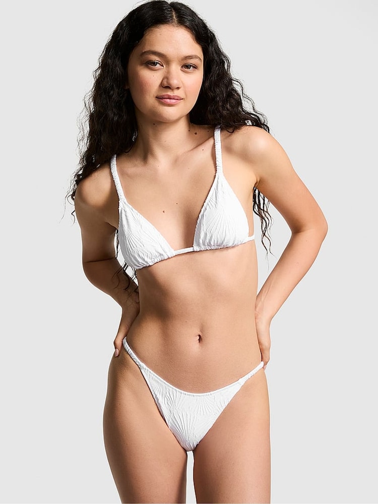 Victoria's Secret PINK Optic White Scrunchie Triangle Bikini Top - Image 1 of 4