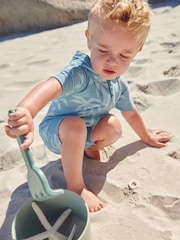 Blue Towelling Zip Through 100% Cotton All-In-One (3mths-7yrs) - Image 2 of 7