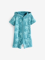 Blue Towelling Zip Through 100% Cotton All-In-One (3mths-7yrs) - Image 5 of 7
