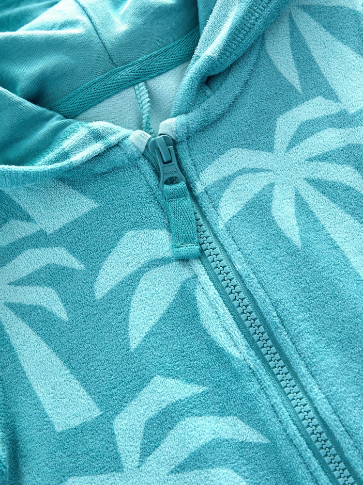Blue Towelling Zip Through 100% Cotton All-In-One (3mths-7yrs) - Image 7 of 7