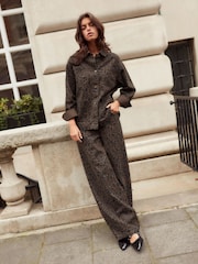 Leopard Printed 100% Cotton Wide Leg Jeans - Image 1 of 8